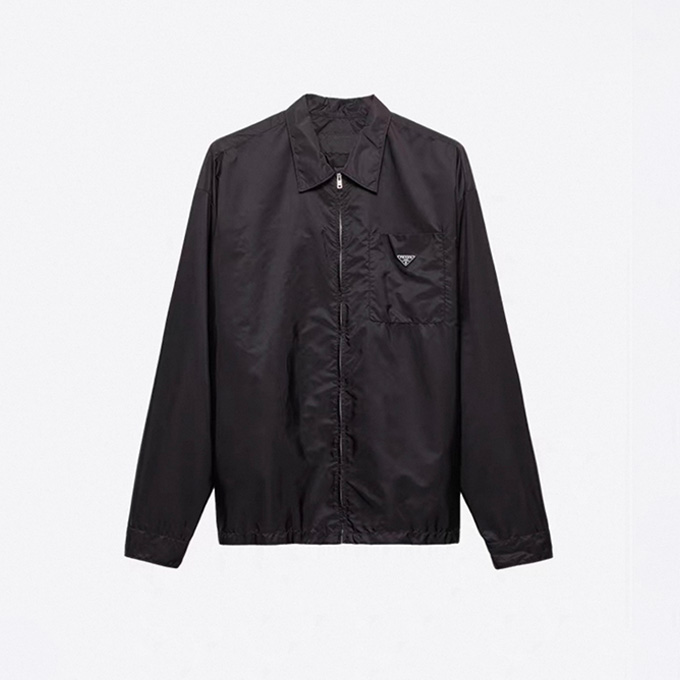 prada triangle logo point collar lightweight zip jacket